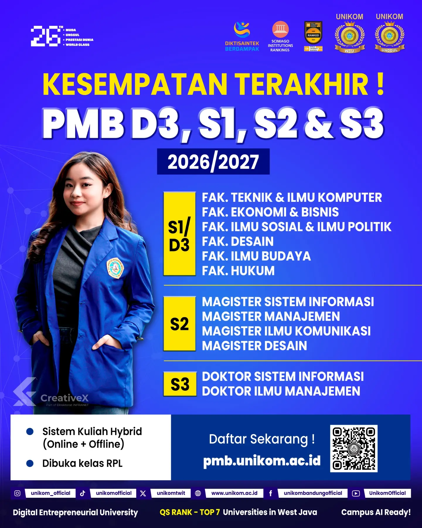 KESEMPATAN TERAKHIR! Pendaftaran Mahasiswa Baru UNIKOM TA 2026/2027