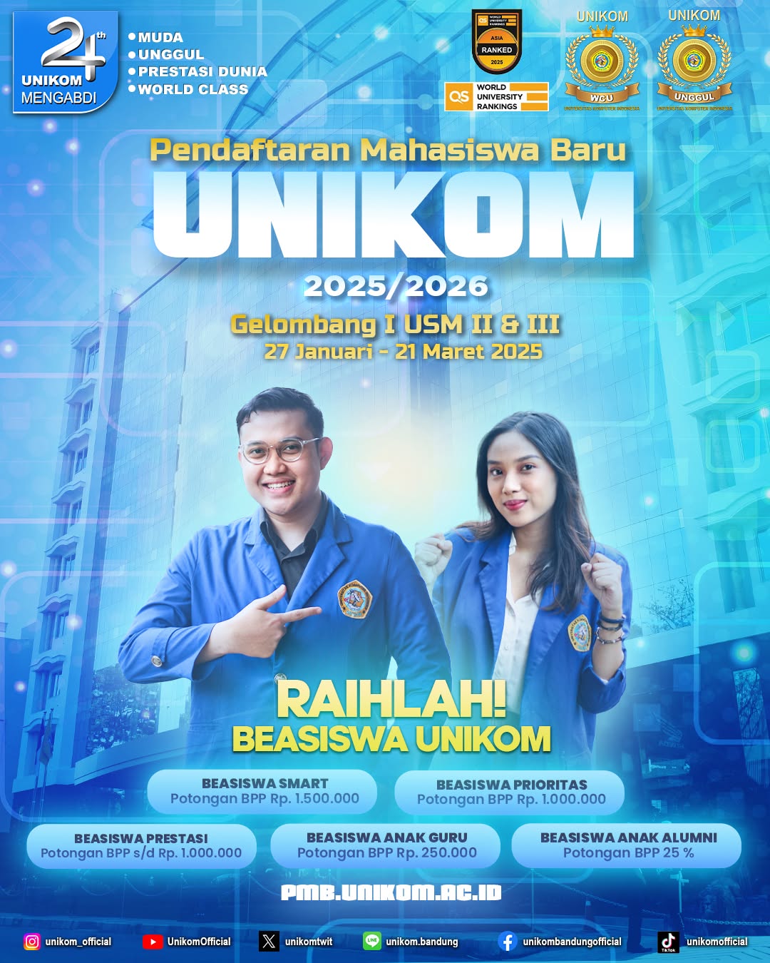 Pendaftaran Mahasiswa Baru UNIKOM 2025/2026 Gelombang I USM II & III