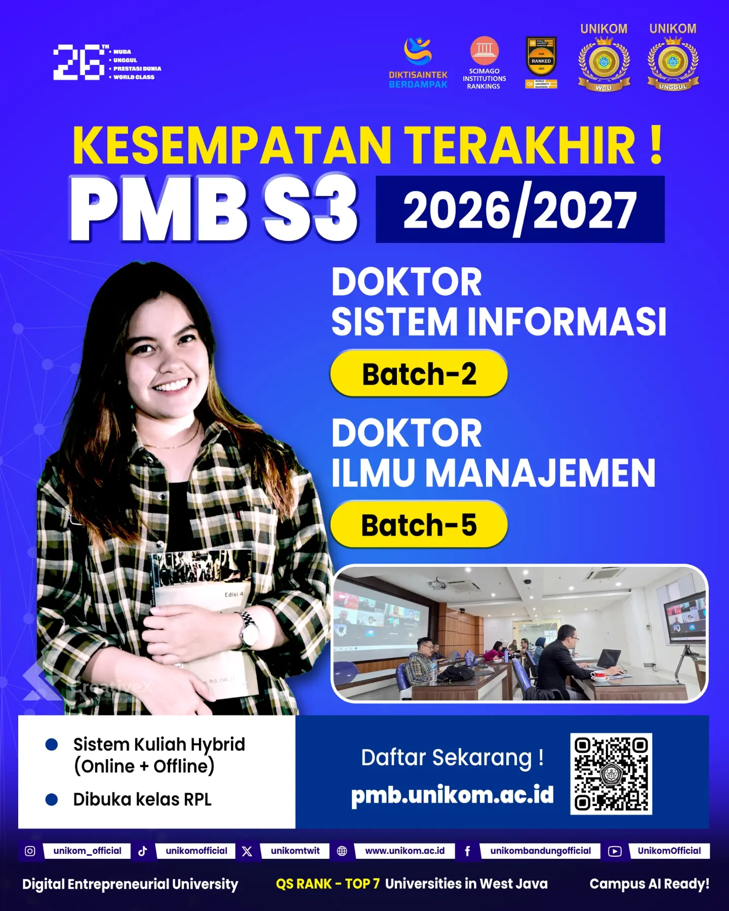 Pendaftaran PMB S3 UNIKOM TA 2026/2027